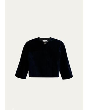 Erdem Embellished Velvet Elbow-Sleeve Bolero Jacket - Black