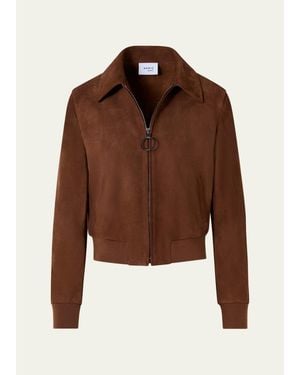 Akris Punto Suede Bomber Short Jacket - Brown