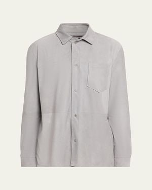 Kiton Cotton Snap-Placket Shirt Jacket - Gray