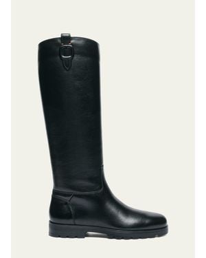 Santoni Bess Leather Knee-High Boots - Black