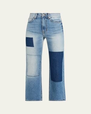 Veronica Beard Dylan Patchwork High-Rise Ankle Jeans - Blue