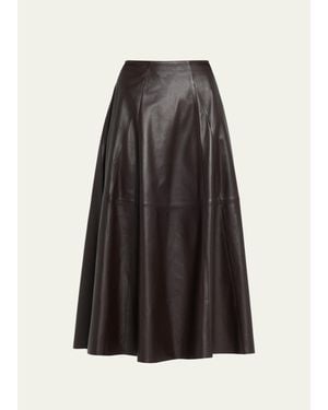 Arma Eleni Leather A-Line Midi Skirt - Multicolor
