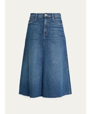 Mother The Circle Frayed Denim Midi Skirt - Blue