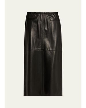 Nackiyé Runway Leather Midi Skirt - Black