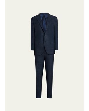 Kiton Cashmere, Wool And Silk Plaid Two-Piece Suit - Blue
