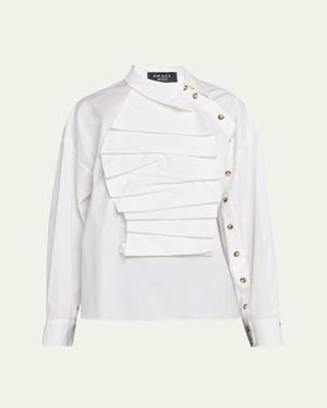 A.W.A.K.E. MODE Long-Sleeve Poplin Bib Top - Natural