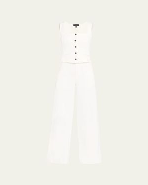 Rag & Bone Marianna Wide-Leg Ponte Jumpsuit - Natural