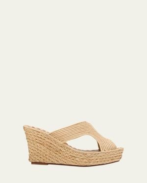 Carrie Forbes Lina Cutout Slide Wedge Sandals - Natural