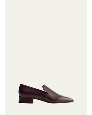 Christen Classic Square Leather Loafers - Brown