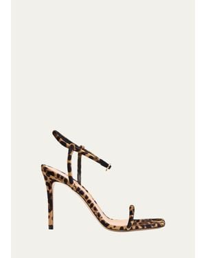 Gianvito Rossi 95Mm-Printed Suede Ankle-Strap Sandals - White