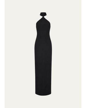 The New Arrivals Ilkyaz Ozel Kailash Halter Column Gown - White