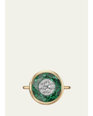 Bhansali One Collection 10Mm Round Fusion Bezel Ring - Green