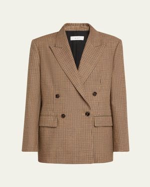 A.L.C. Calla Check Double-Breasted Jacket - Brown