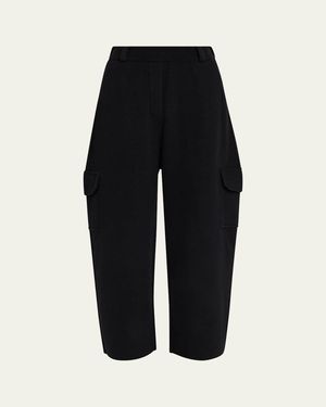 Lisa Yang Azaria Cashmere Barrel-Leg Ankle Cargo Pants - Black