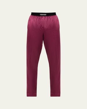 Tom Ford Silk Logo Pajama Pants - Red