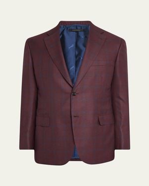 Brioni Wool Plaid Sport Coat - Purple