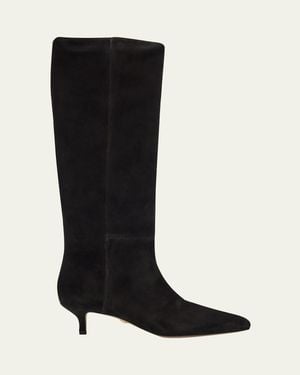 Veronica Beard Lisa Suede Kitten-Heel Knee Boots - Black