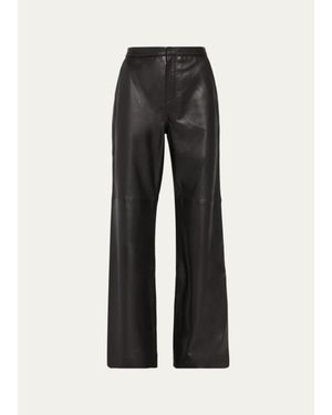 L'Agence Livvy Leather Straight-Leg Pants - Black