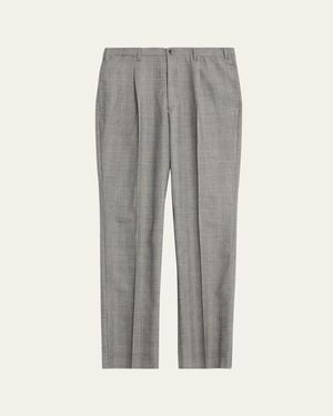 Giuliva Heritage Glen Plaid Straight Wool Pants - Gray