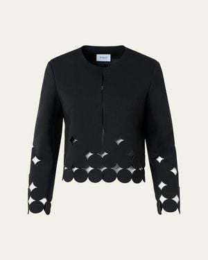 Akris Punto Jersey Dropping Dot Cut-Out Jacket - Black