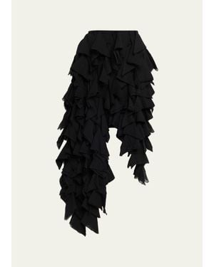 DIOTIMA Asymmetric Cotton Ruffle Handkerchief Skirt - Black