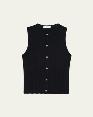 Vince Button-Front Shell Sweater - Black
