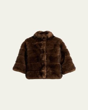 LoveShackFancy Gelman Faux Fur Jacket - Brown