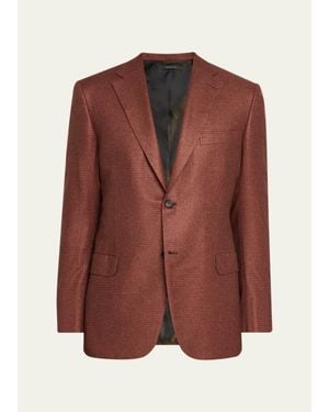 Brioni Silk And Cashmere Prince Of Wales Sport Coat - Brown