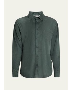 Mandelli Suede Button-Front Shirt - Green