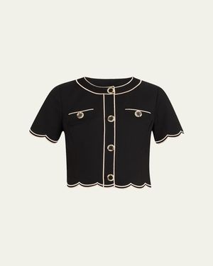 Ramy Brook Sandra Scallop-Trim Top - Black