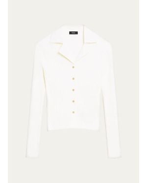 Theory Slim Rib-Knit Shirt - White
