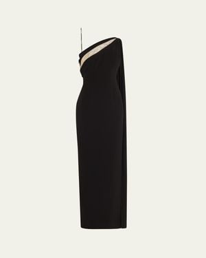 Roland Mouret One-Shoulder Diamante Column Gown - Black