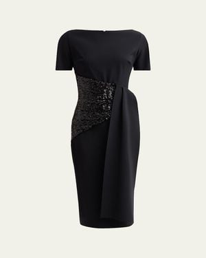 La Petite Robe Di Chiara Boni Sedva Sequin-Embellished Sheath Midi Dress - Black