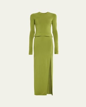 Nanushka Shada Long-Sleeve Knit Dress - Green