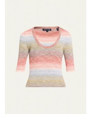 Veronica Beard Archibald Striped Knit Pullover - Pink