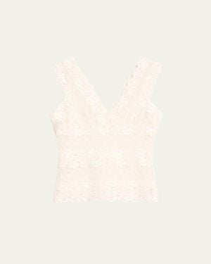Natori V-Neck Floral Lace Tank - Natural