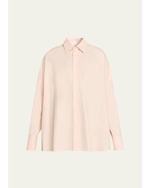Plan C Oversized Cotton Button-Down Shirt - Natural