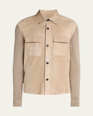 ZEGNA Suede Knit Hybrid Jacket - Natural