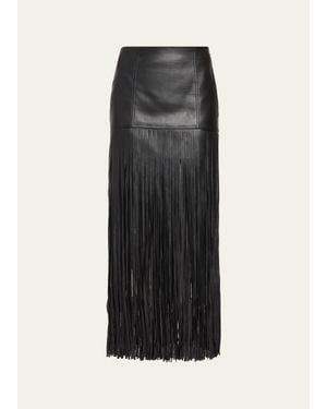 Toccin Soren Fringed Faux Leather Mini Skirt - Black