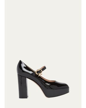 Gianvito Rossi 70Mm Patent Leather Mary Jane Platform Pumps - Black