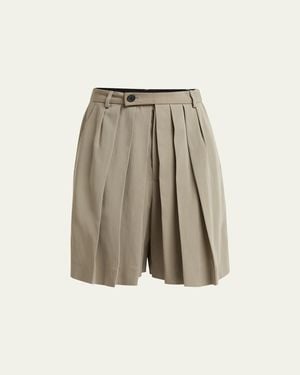 Setchu Hakama Pleated Wool Shorts - Natural