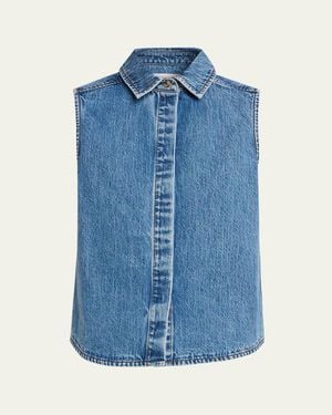 Still Here Emma Sleeveless Denim Top - Blue