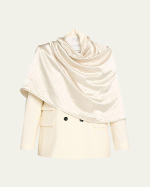 Maria McManus Draped Satin Cloak Double-Breasted Blazer - Natural