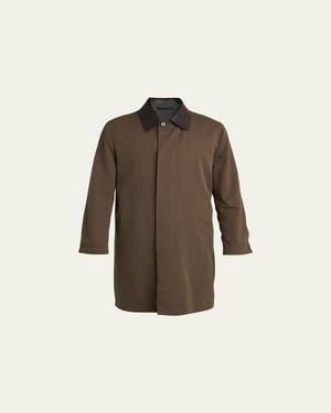 Brioni Reversible Cotton And Silk Car Coat - Brown