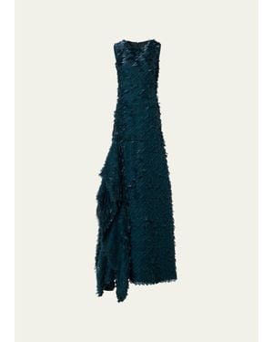Akris Layered Organza Tile Asymmetric A-Line Gown - Blue