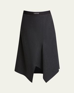 Loewe Logo Cotton And Wool Maxi Skirt in Natural | Lyst