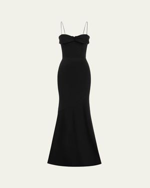 Alex Perry Cupped Draped Satin Gown - Black