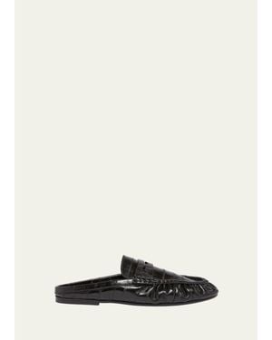 Saint Laurent Le Loafer Embossed Mules - White