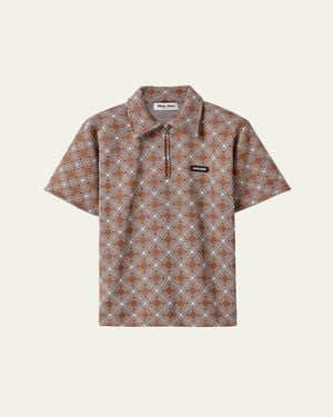 Miu Miu Check Short-Sleeve Polo Top - Multicolor