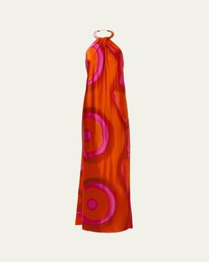 Silvia Tcherassi Jesse Abstract-Print Backless Halter Maxi Dress - Red